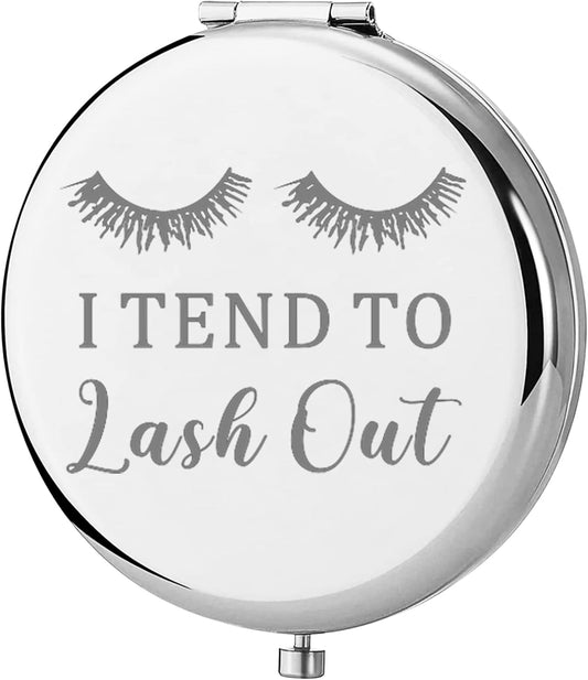 TGBJE Eye Lash Pocket Mirror Lashes Girl Gift I TEND to Lash Out Compact Mirror for Women Girls Beautician Gift (lash out mirror)