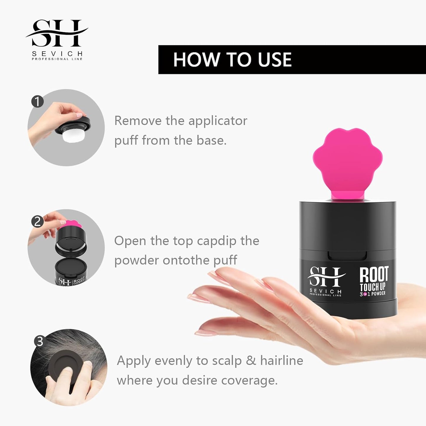 Sevich Hairline Powder 2.0，Instantly Conceals Hair Loss, Root Touch up Powder, Hair Shadow Toppers for Women & Men Thinning Gray Hair, Windproof & Sweatproof, 48H Makeup Lasting, Medium brown