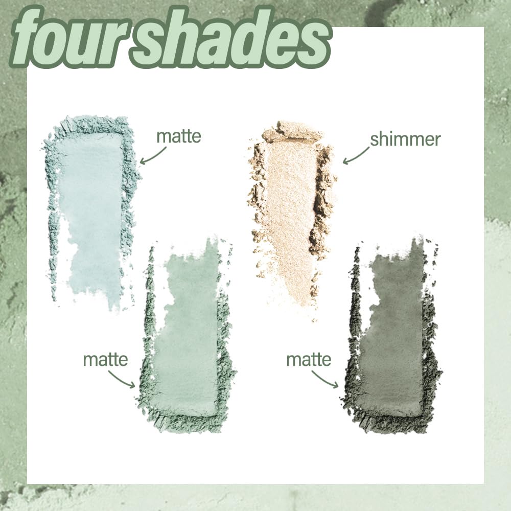 Light Green 4Colors Eyeshadow Makeup Palette,Mint Green Natural Neutral Powde Eye Shadow Palettes for Older Women,Long Lasting Naturing-Looking,Lightweight,Waterproof,Eye Makeup Kit Travel Size,Vegan