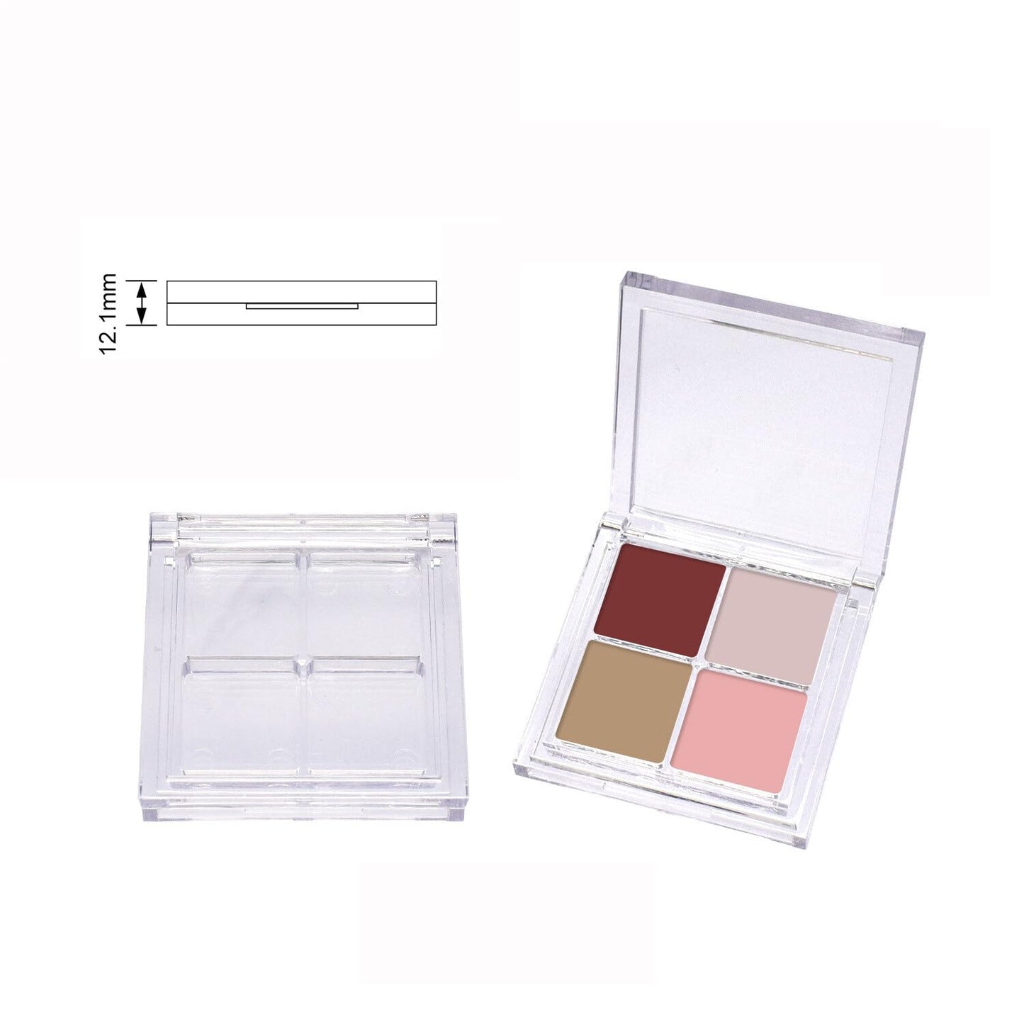 2PCS Empty Eyeshadow Palette 4 Grids Plastic Eye Make Up Container Palette Refillable Small Makeup Palette Lipstick Compact Containers Cosmetic Sample Storage Cases
