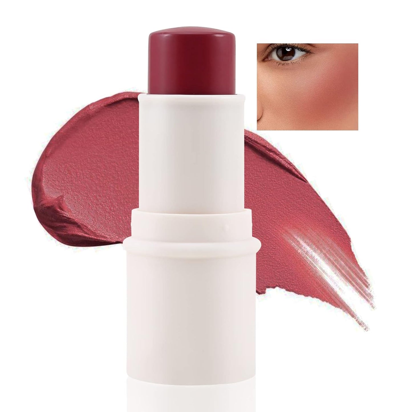 Boobeen Cream Blush stick, Multi Face Blush for Cheek, Lip and Eye, Pigmented Matte Finish for Natural Flush Color, Buildable and Lightweight