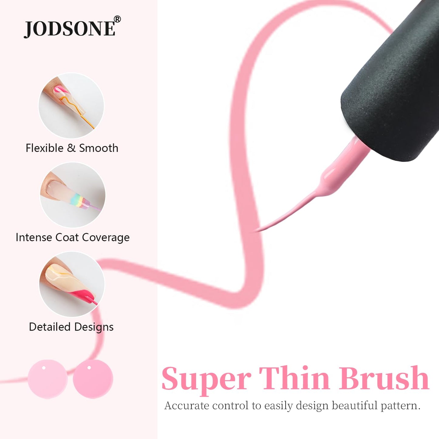 JODSONE Gel Polish Nail Art Gel Liner Set 32 Colors Orange Grey Pink Green Blue White Black Need U V Lamp Cured with Thin Brush Gift for Girls