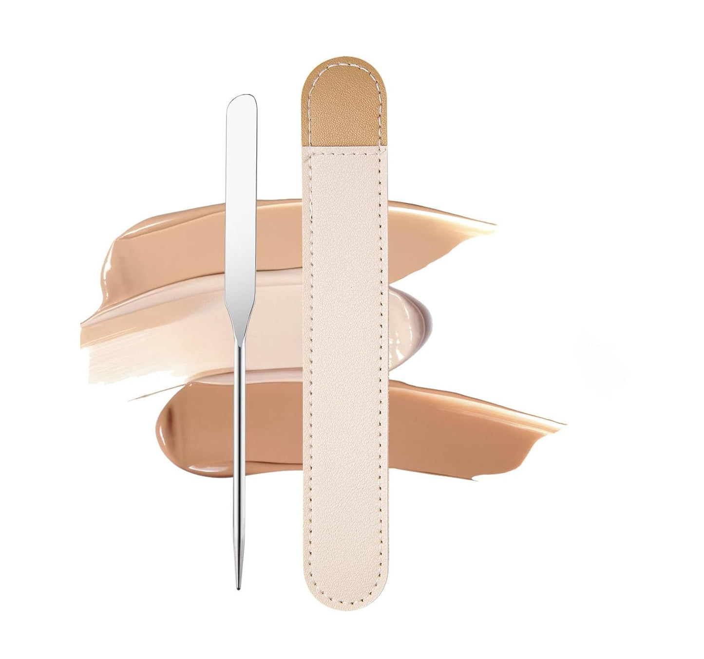 Makeup Spatula Set Stainless Steel, Make Up Tools Mini Mixing Tray with Finger Ring, Makeup Paint Palette, Pack of 3