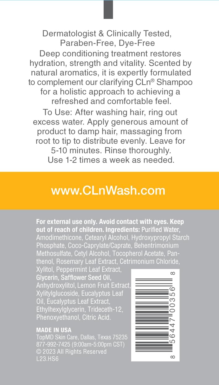 CLn® Hair & Scalp Mask Conditioner - Deep Conditioner for Hair & Scalp Prone to Dryness & Damage, Paraben-Free & Dye-Free, Scented by Eucalyptus, 6 fl. oz.