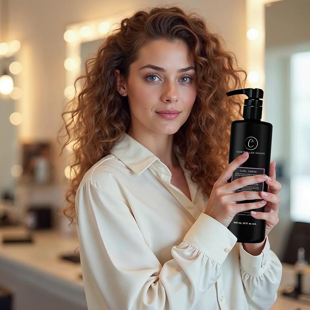 Controlled Chaos Curl Cream for Curly Hair Defining Cream with Shea Butter for Long Lasting Frizz Free Curls – Sulfate & Paraben Free Aloe Vera Curling Cream for Wavy Hair, Made in USA(32Oz)