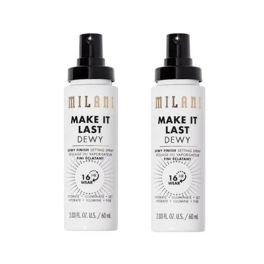 Milani Setting Spray + Primer, Make It Last Dewy - Dewy Finish Moisturizing Formula for Glow on the Go, Setting Spray for Makeup and Face Primer, Prime + Set + Hydrate, 2.03 Fl. Oz - 2 Pack