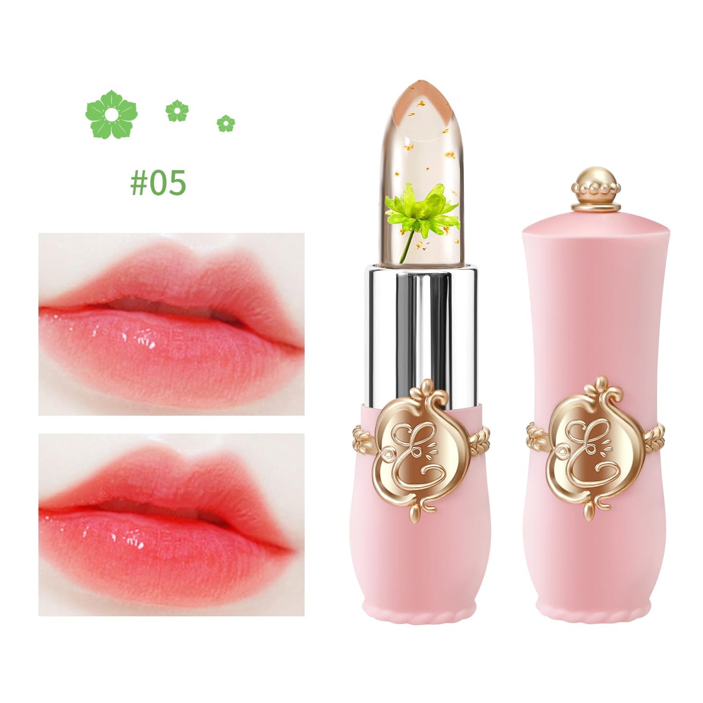 3 Pcs/Set Flower Jelly Lipstick Set Temperature Change Moisturizer Long Lasting Nutritious Balm Magic Color Change Lip Gloss (Flower Jelly Lipstick 040506)