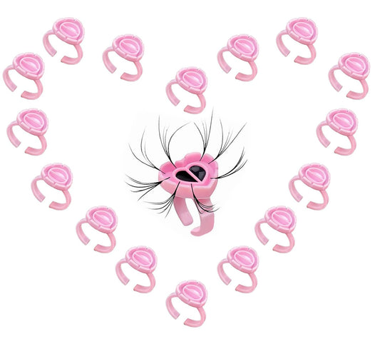 Fenshine 100 PCS Lash Glue Holder Glue Ring Cups Lash Extension Volume Lashes Quick Blossom Cups for Eyelash Extension Supply, 2 Methods of Use (Pink)