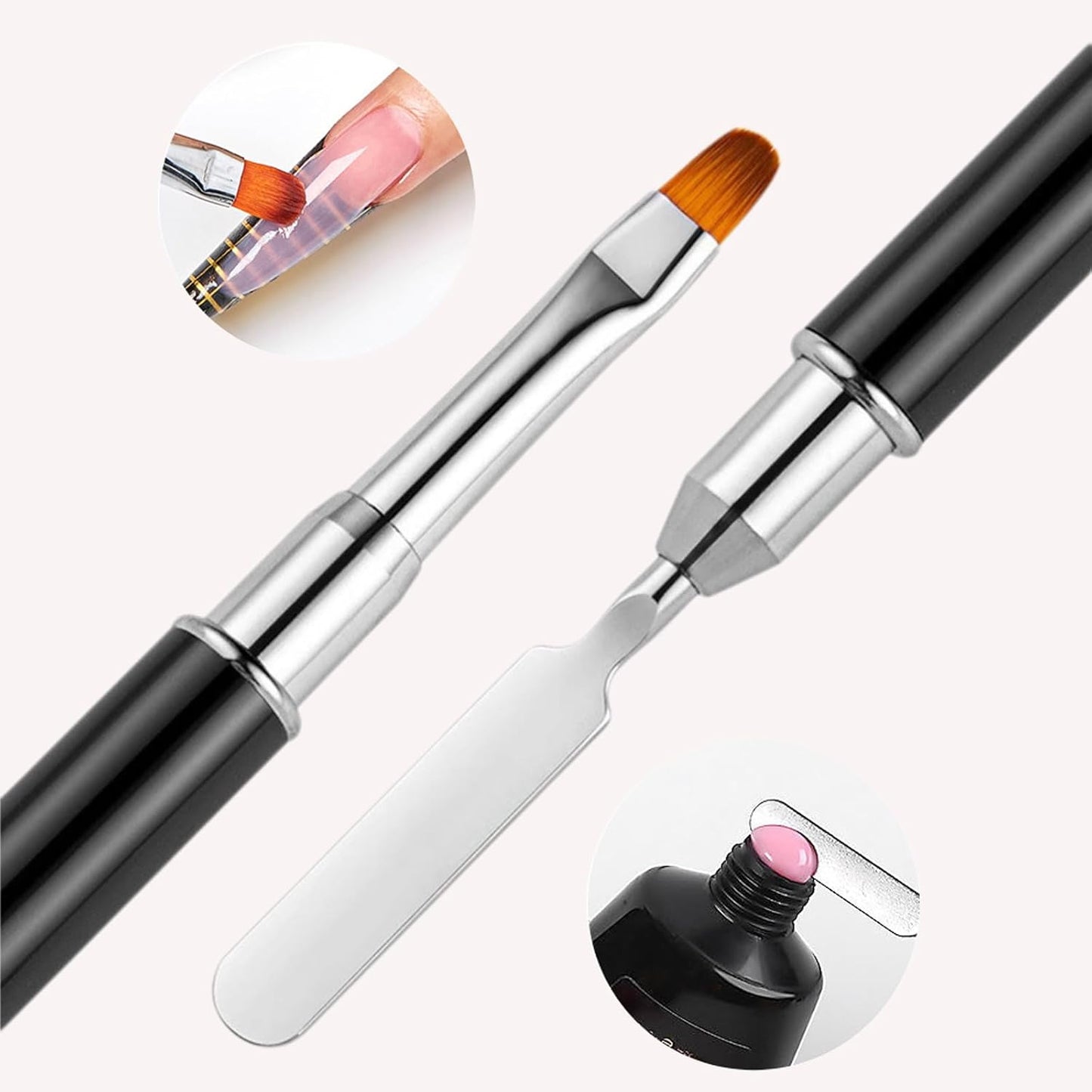 Nail Art Brushes, 8Pcs Double-Ended Acrylic Nail Brush Set & Picker Brush Tool for Nail Art with PolyGel Gel Acrylic Nails Extension Fine Liner Brushes and Dotting Pen (5,7,9,11,13 mm)