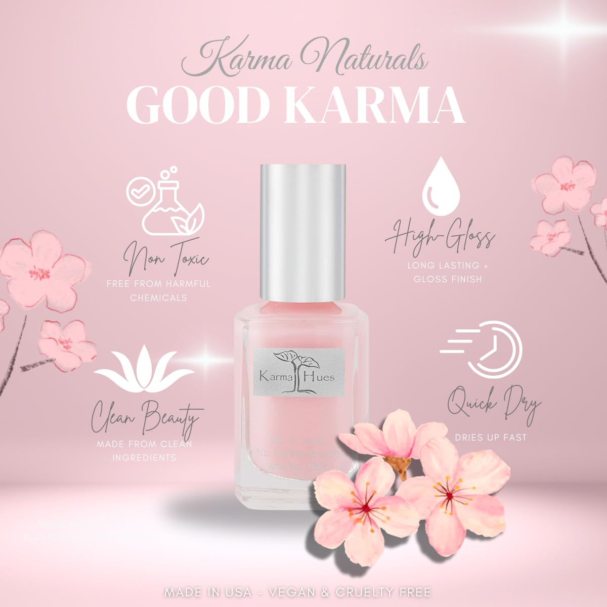 Karma Naturals Nail Polish – Non-Toxic, Vegan & Cruelty-Free (Good Karma, 0.43 fl oz)