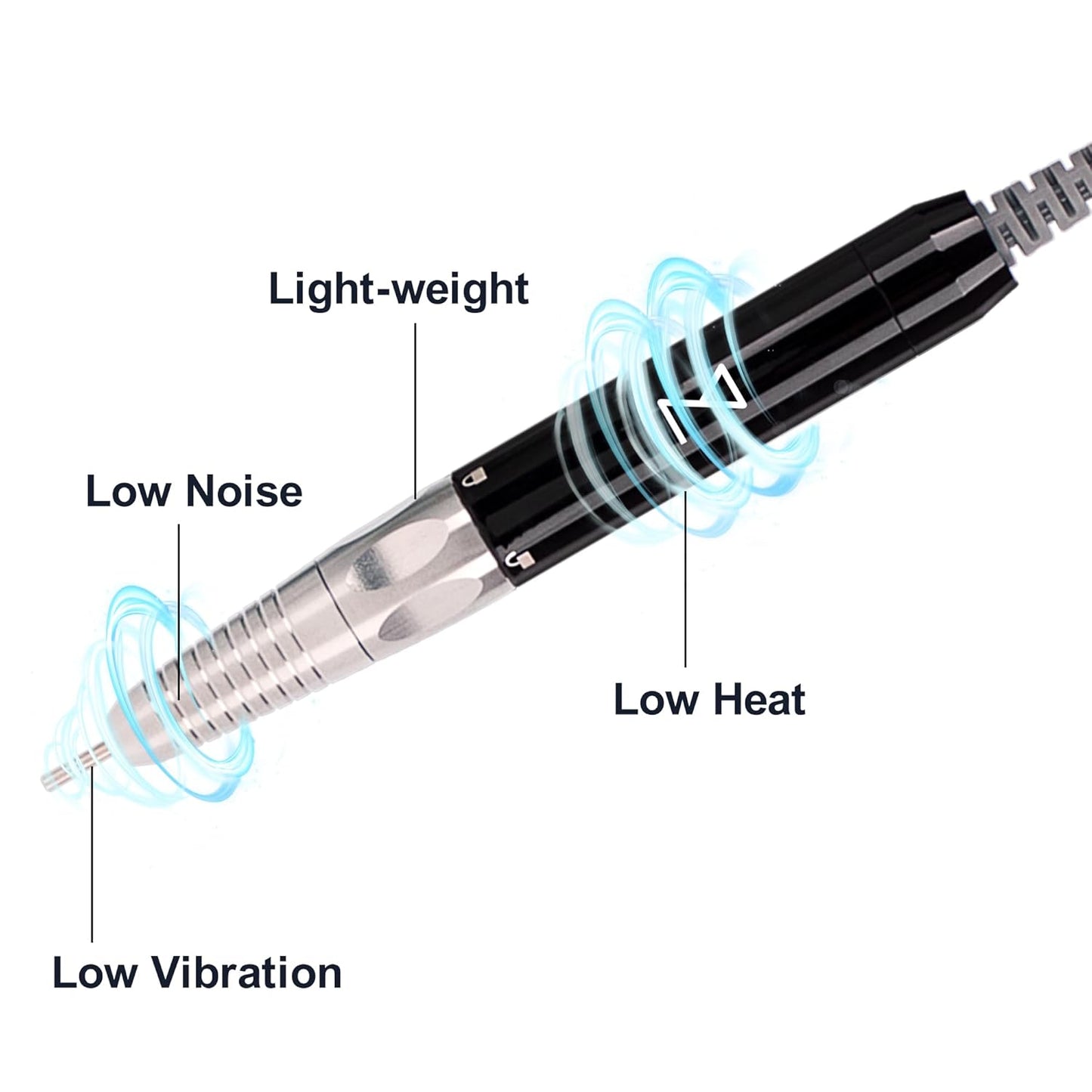 M - Max Brushless Motor Nail Drill Handpiece Only - 35K RPM | Machine Not Included | Compatible with M Brushless Nail Drill System (Handpiece - Black)