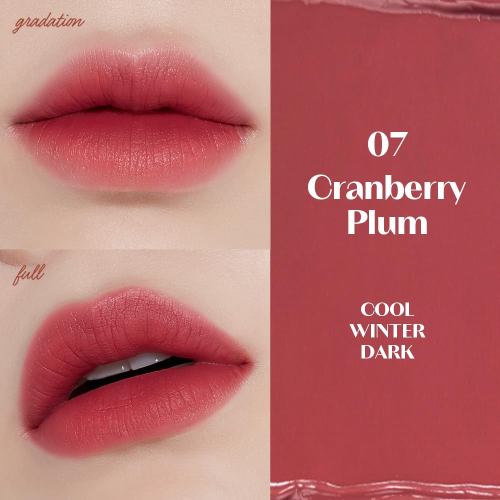 ETUDE Fixing Tint #07 Cranberry Plum (4g) | Long Lasting High Pigmented Liquid Lipstick | Waterproof Lightweight Matte Finish Lip Stain | Full Coverage | Korean Makeup, Kbeauty