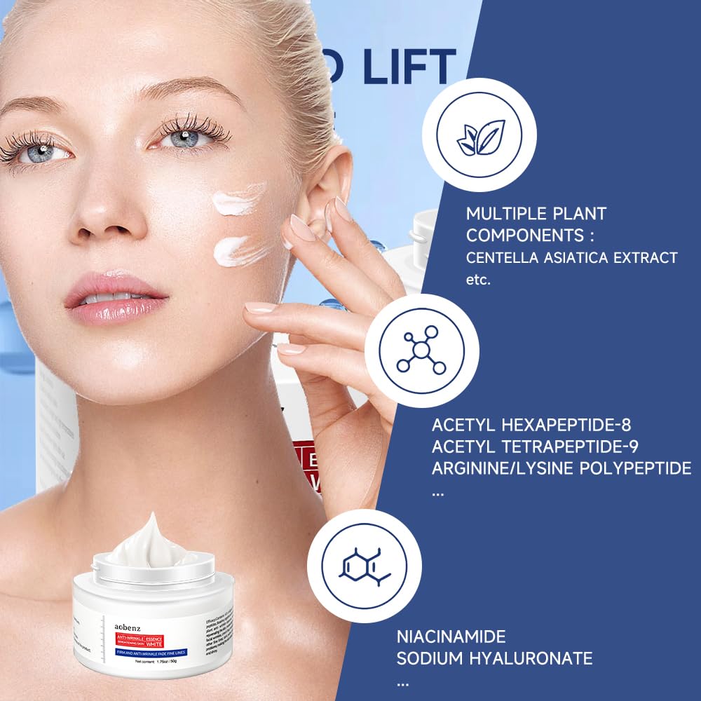 SINPIN aobenz Anti Aging Moisturizer Face Cream for Women & Men - Night Cream for Face & Neck | All Skin Types | Niacinamide + Hyaluronic Acid | Firming, Tightening, Anti Wrinkle, 1.76FL (2PCS)