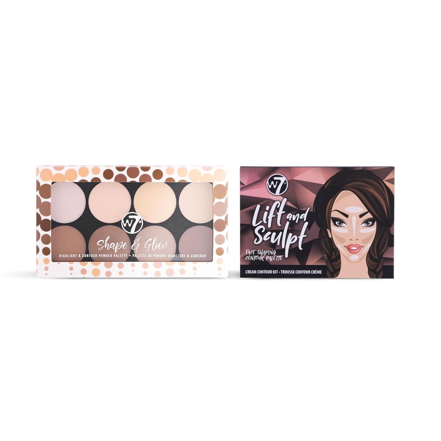 W7 Lift & Sculpt, Shape & Glow Set - 2 Piece Set - Cream Contour & Powder Contour Palette Duo