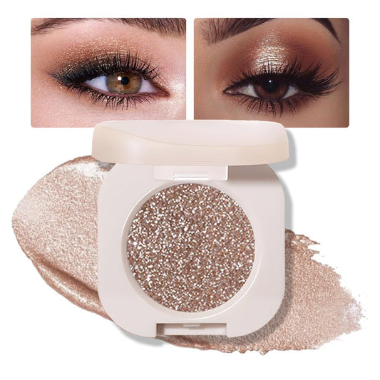 Monochrome Glitter Eyeshadow - Nude Gold Brown Shimmer Eye Shadow, Talc-Free, Paraben-Free, Cruelty-Free, Long-Lasting Single Eyeshadow Palette for Everyday & Special Occasions 10#