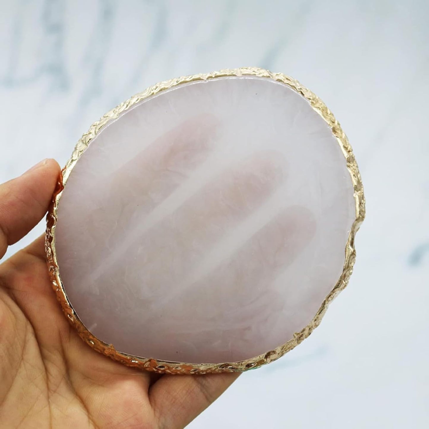 2 Pcs Resin Nail Palette Nail Polish Palette Nail Art Palette with Stainless Stirring Rod (Gray and Green)