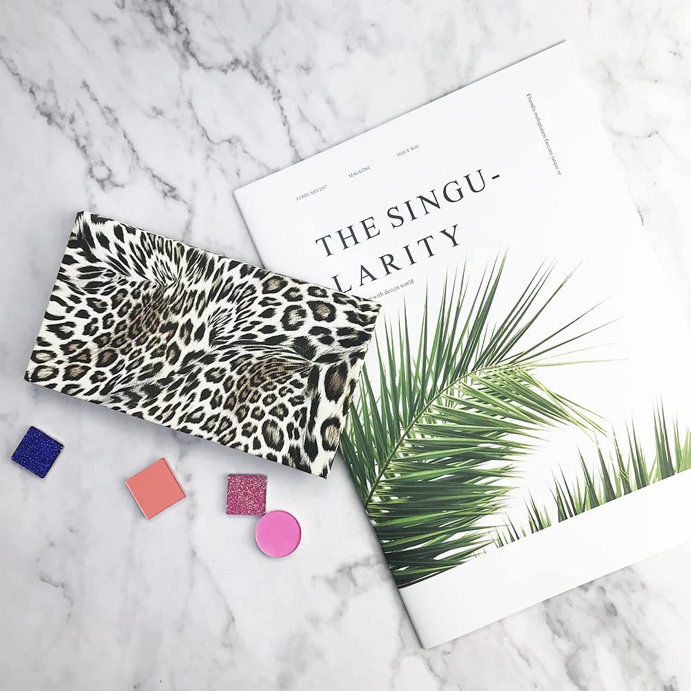 Mermaid Empty Magnetic Palette, Fish scale Empty Magnetic Palette for Highlighters Eyeshadows Lipstick Blush Powder Rectangle Large size (Leopard Grain)