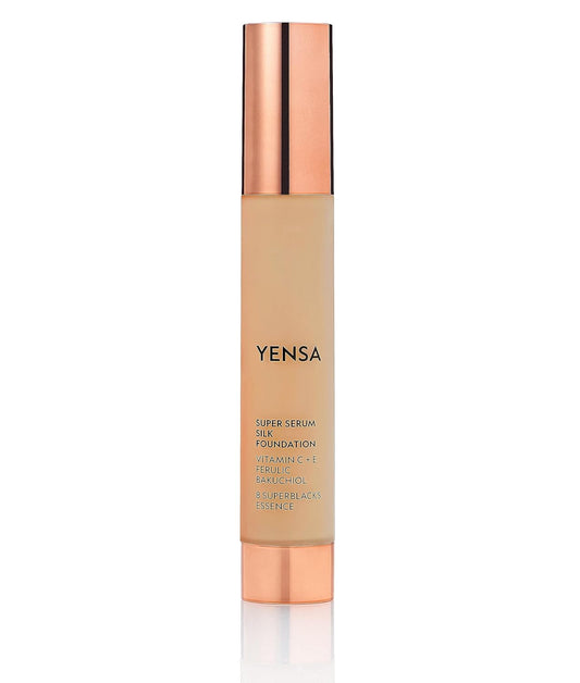 YENSA Super Silk Foundation - Full Coverage, Age-defying complex of Vitamin C, E, Ferulic, and Bakuchiol Oil (Medium 1) 1.0 fl oz