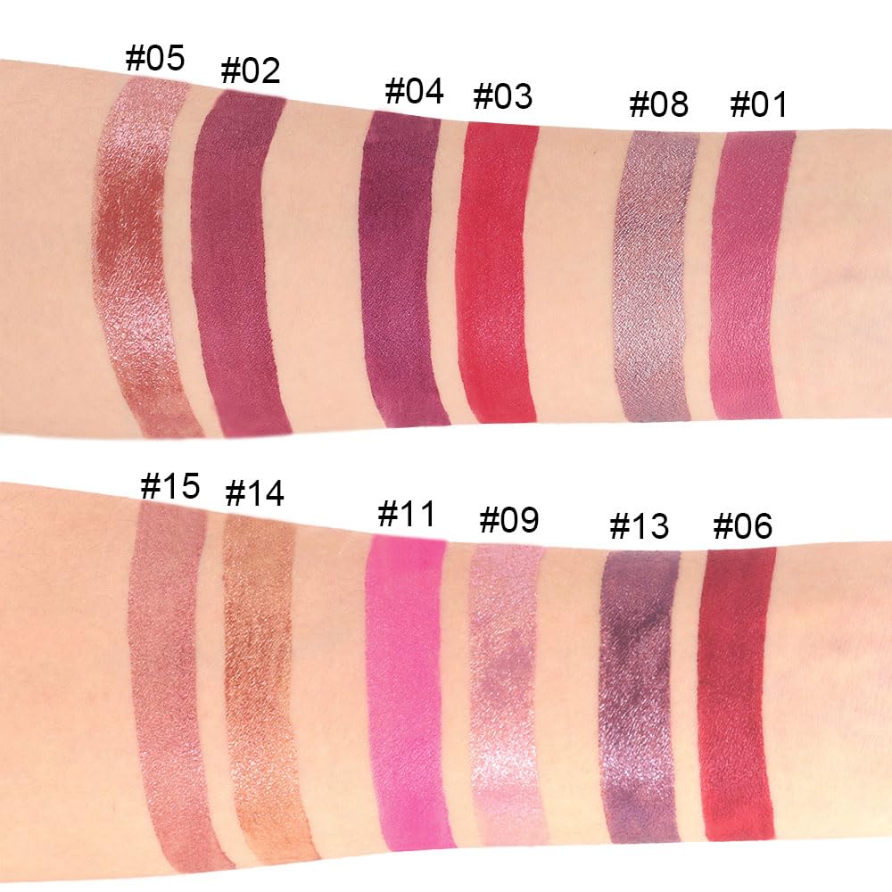 evpct 2Pcs Rose & Hot Pink Glitter Metallic Shimmer Diamond Lipstick Lip Gloss Set for Women Long Lasting Waterproof, Light Bright Rose Pink Sparkle Glitter Matte Liquid Lipstick Lip Makeup Kit