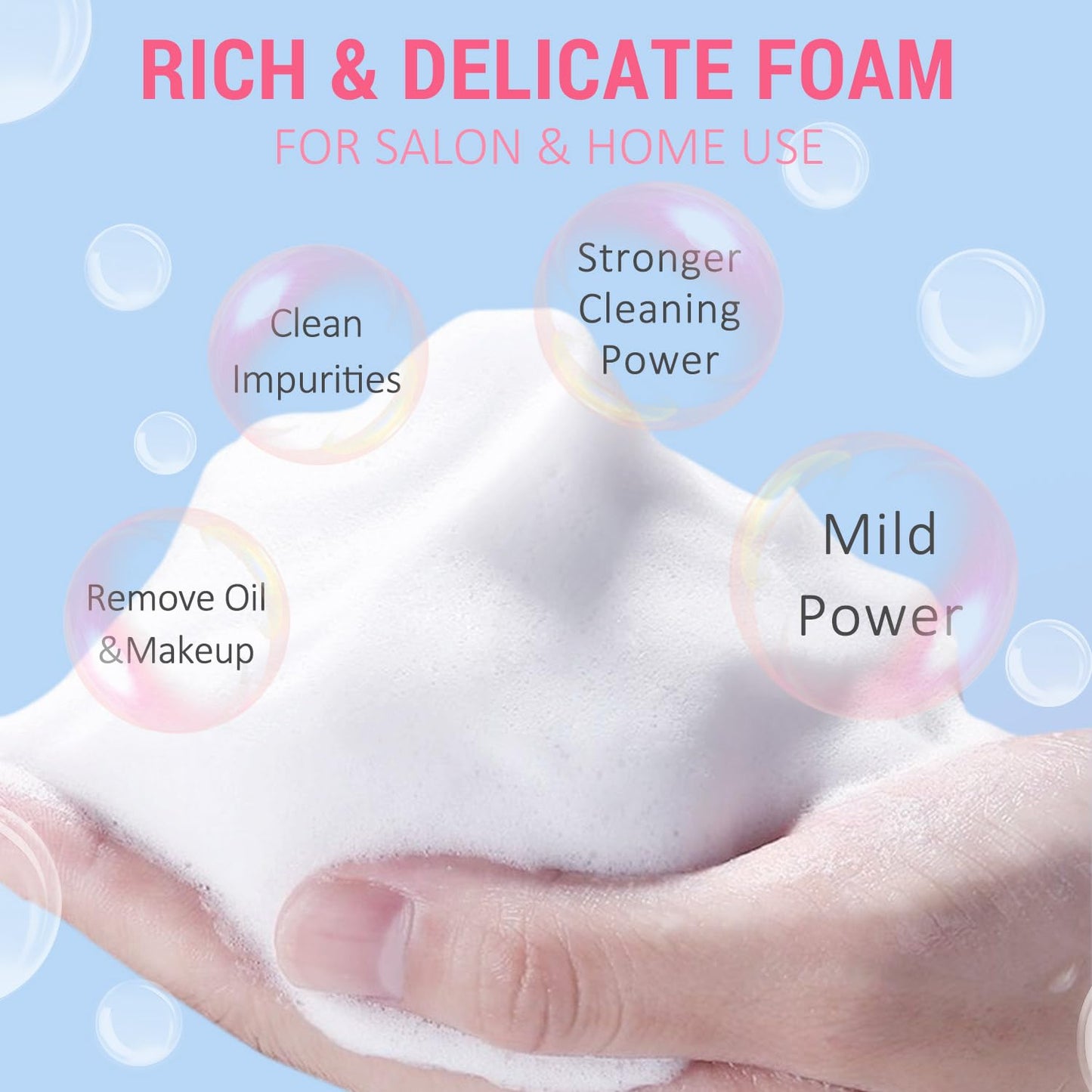 EMEDA Lash Shampoo Kit - 3.38 fl.oz / 100ml Gentle Foam Lash Cleanser, Oil-Free Cleaning for Wash Extension/Natural Eyelash Bath with Rinse Bottle Brush (Peach)