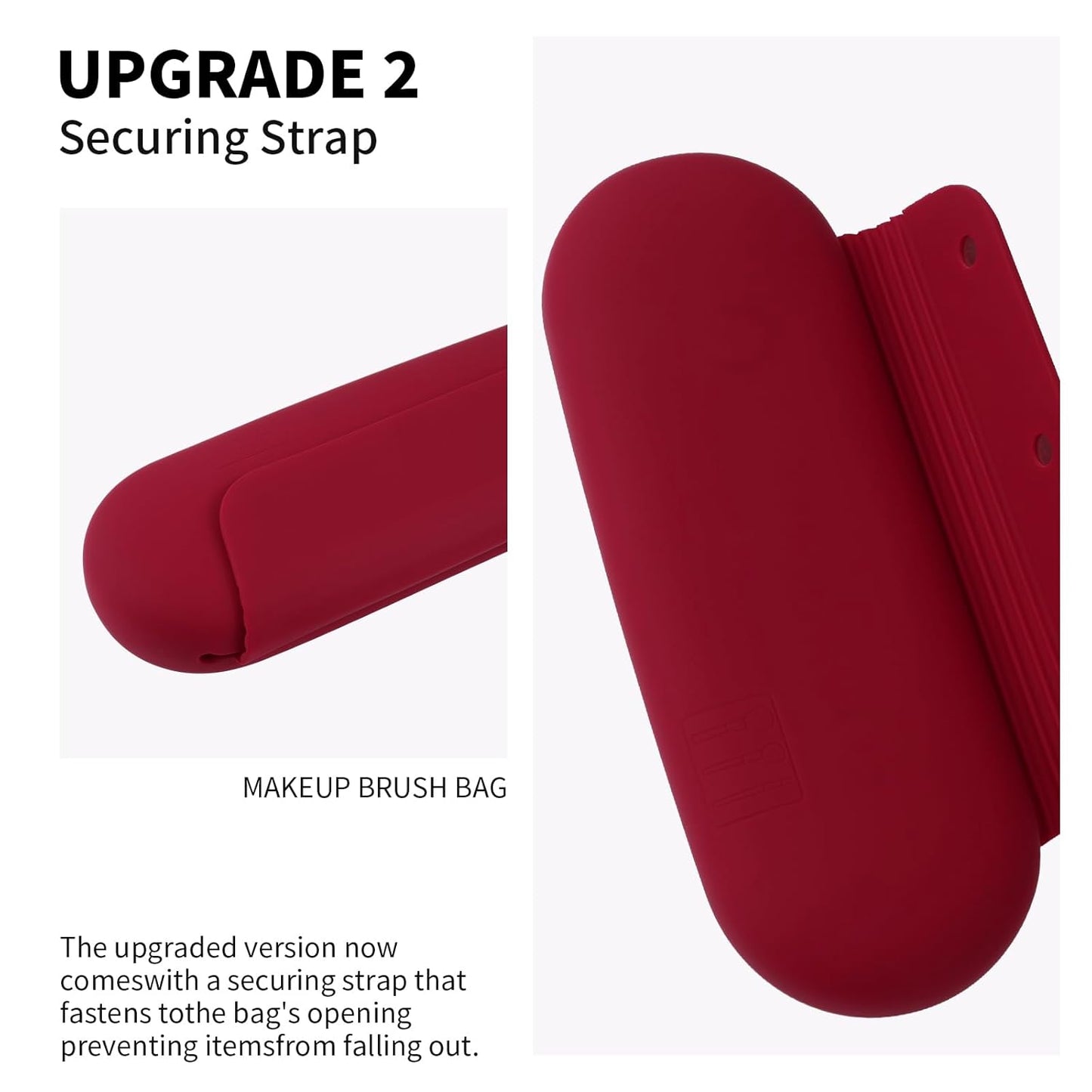 Silicone Makeup Brush Holder Travel Cosmetic Bag：Soft Portable Cosmetic Face Brushes Holder with Upgrade Anti-Fall Out Magnetic Closure, Large Travel Makeup Brush Case - Red