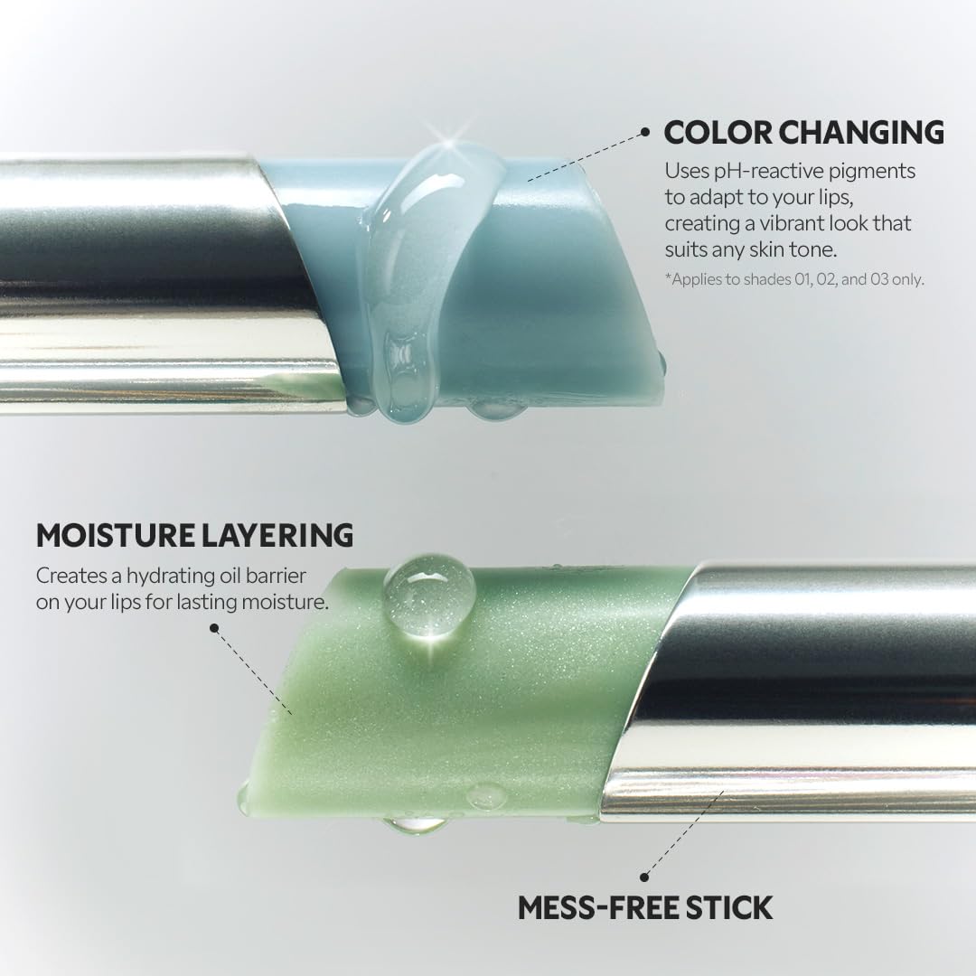 TIRTIR Water Mellow Lip Balm, 01 Icy Blue, 0.11 Fl Oz – pH Color Changing Organic Korean Lip Care, Lightweight Deep Hydration Lip Moisturizer for Women Men, Paraben Free