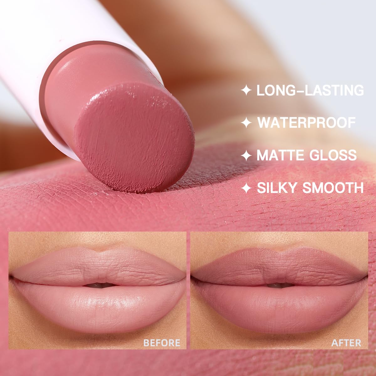 USHAS Lipstick and Lip Liner Combo Set 2 in 1 Waterproof Lipstick and 24H Lip liner Set Long Lasting Lipsticks for Women, Matte Lipstick Pen with Lip Liner Makeup Kits Set (S14, Pack of 1)