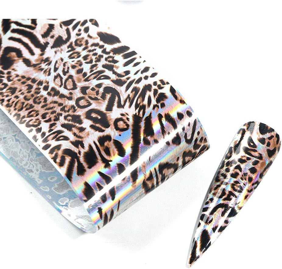 20 Sheets Leopard Nail Stickers，Starry Sky Animal Skin Design Nail Art Decoration Glue Transfer Nail Foils for Women Fingernails and Toenails Acrylic Decorations Manicure Tips Wraps Charms