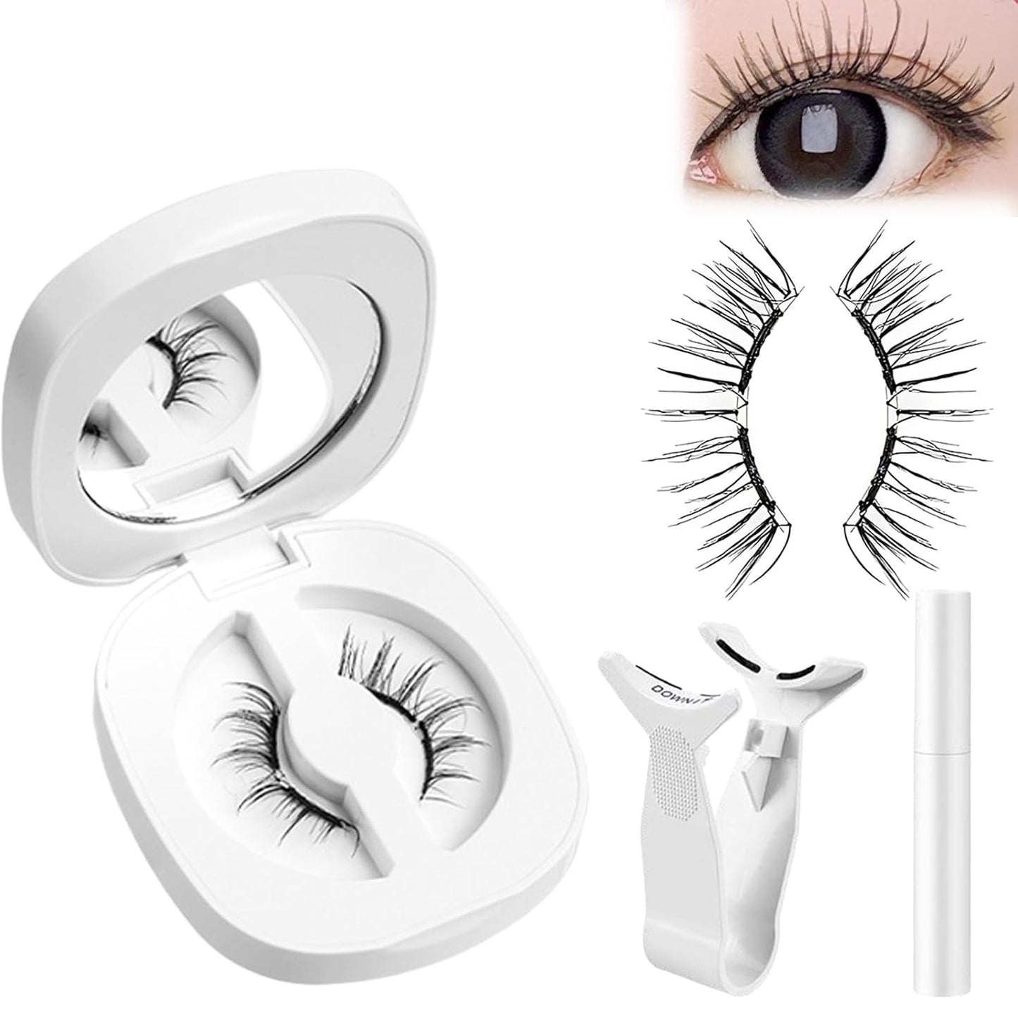 Lumentes Magnetic Eyelashes, Lumentes Magnetic Eyelashes with Applicator, Reusable No Glue Lashes, Natural Look Soft Comfortable Magnetic Lashes, Easy to Wear and Remove (Meow Black)