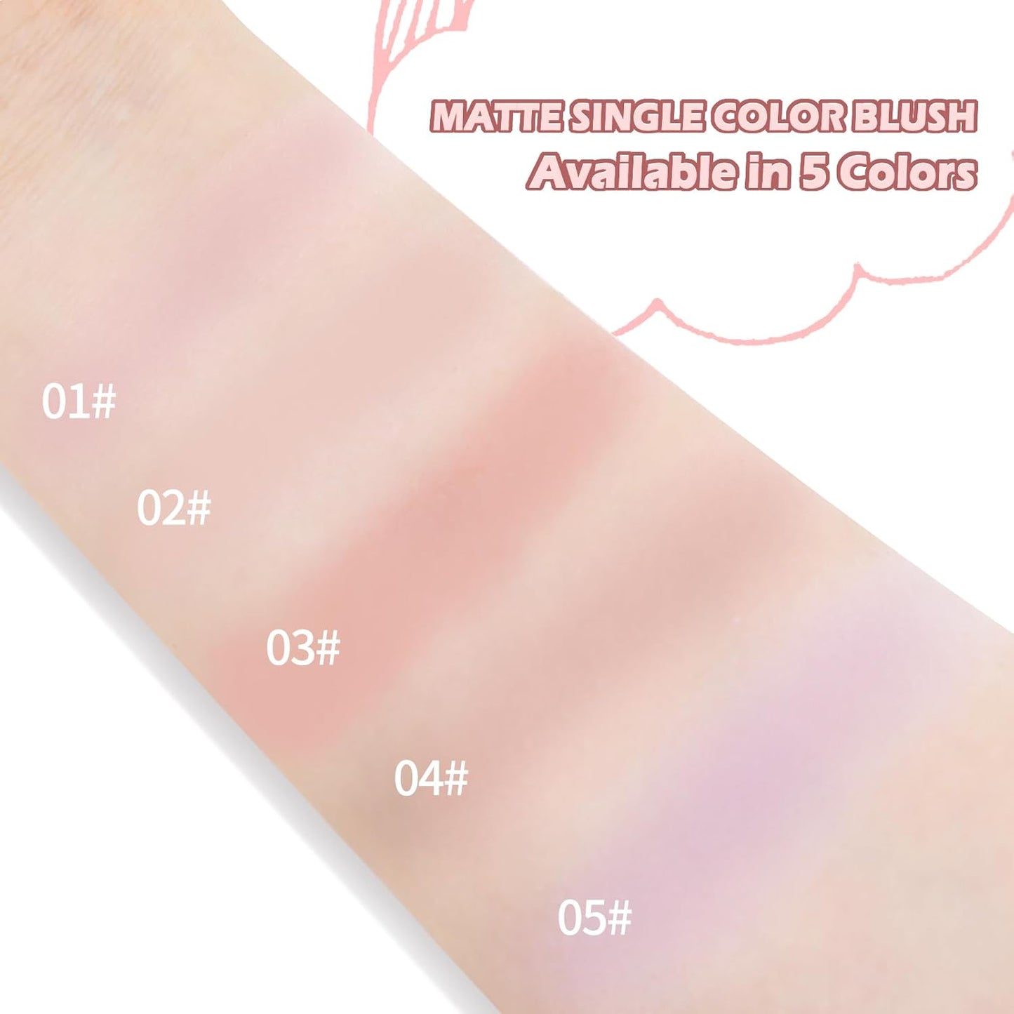 Boobeen Blush Compact for Face, Matte Baked Cream Blush Cheeks Powder Palette Buildable Lightweight Blusher Powder Makeup for a Radiant, Natural Glowing, with Puff