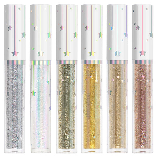 evpct 6Pcs Sparkle Glitter Liquid Eyeliner Eye Makeup Set, Metallic Liquid Eyeliner Waterproof Long-lasting, Liquid Glitter Eye liner in Multi Colors for Stunning Shimmery Eye Look, 02#