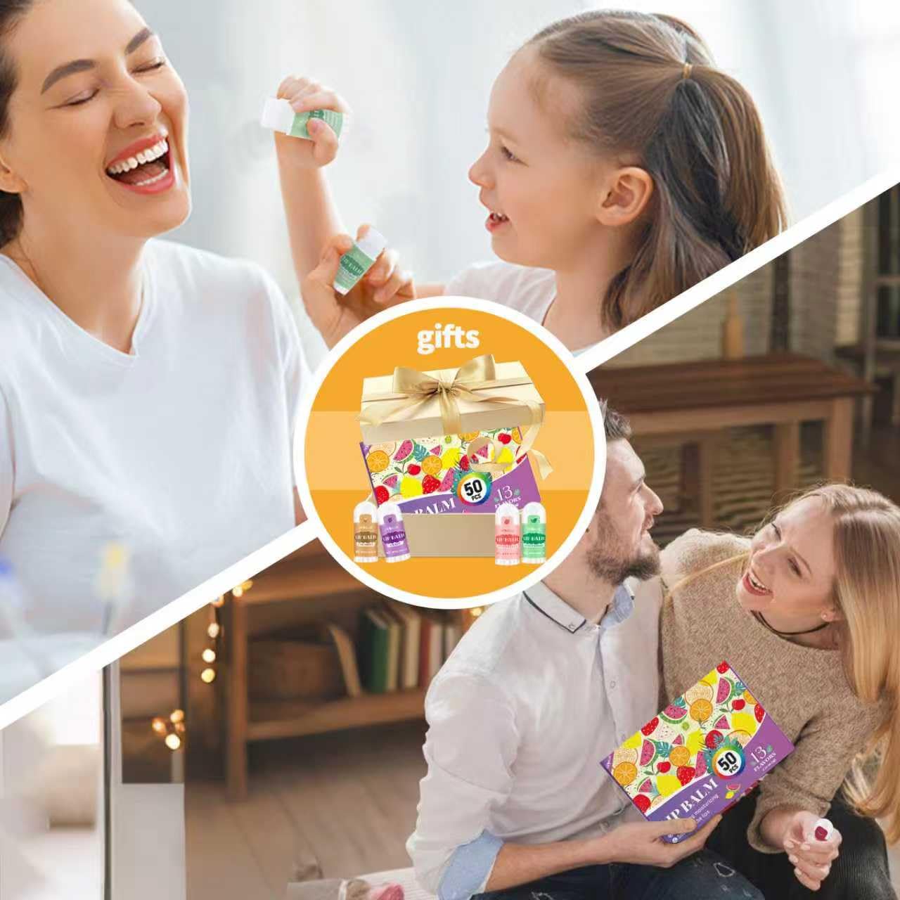 Mini Lip Balm 50 Pack, Natural Lip Balms with Vitamin E and Coconut Oil. Moisturizes for Dry Lips, Perfect for Party Favors, Gift Bags and Small Gifts-13 Flavors