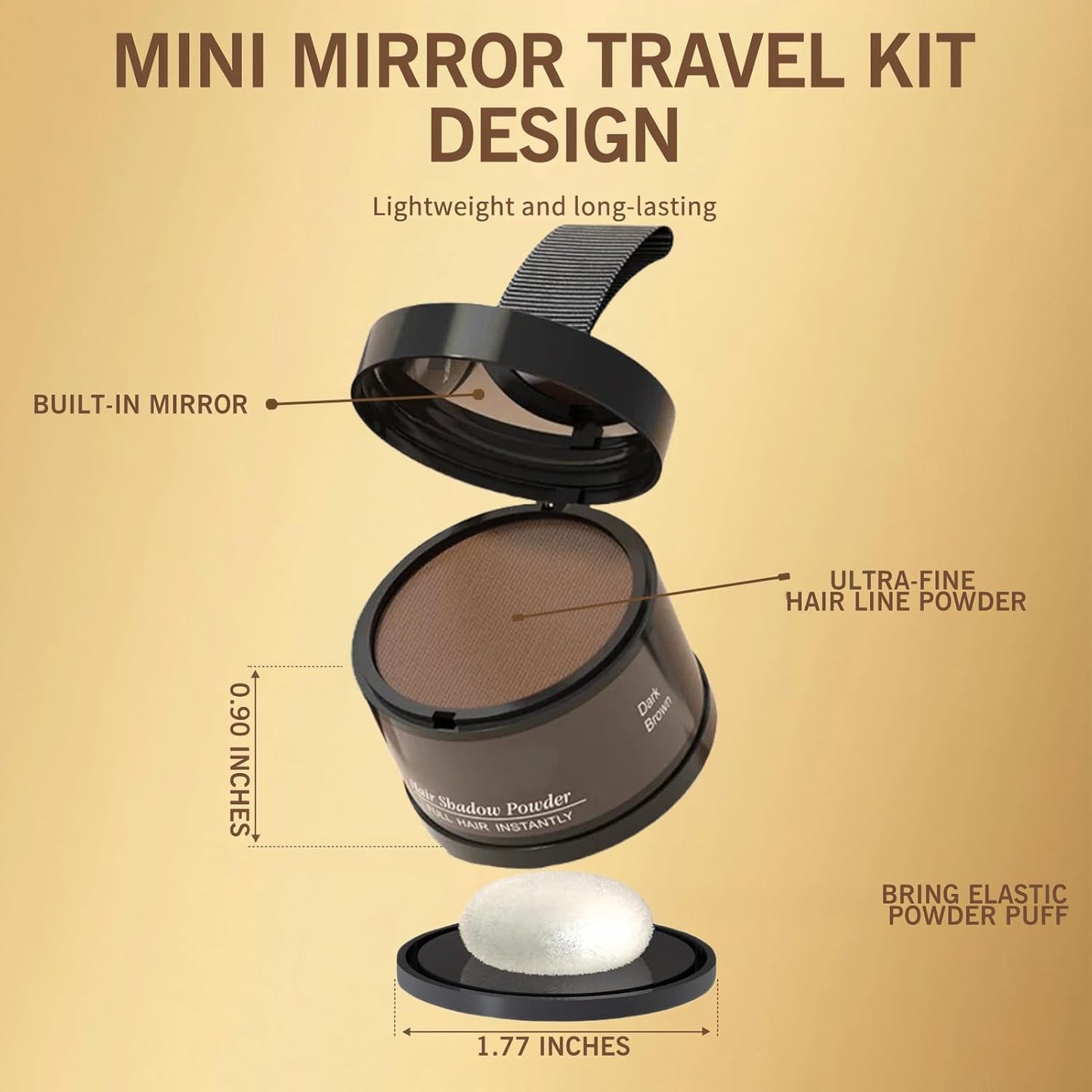 Hairline Powder (Light Brown) Hair Root Dye, Instantly Color Shadow for Thin and Gray Hair Roots - 4g