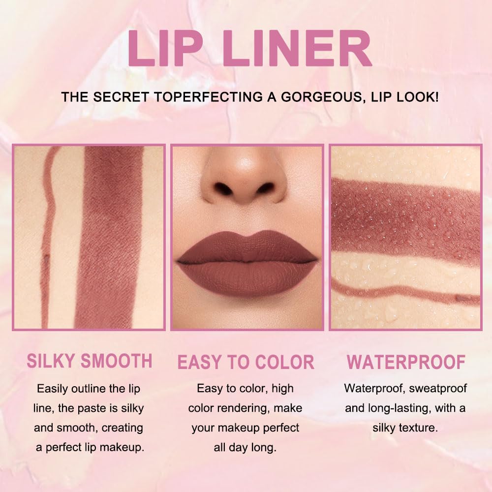 evpct 1Pcs Dark Brown Lip Liner and Lipstick Set Kit for Women Matte Lips Kit with Lip Liner Lip Stains Long Lasting Waterproof 24 Hour Lipstick and Lip Liners Combo Lipliners Pencil Set 11#