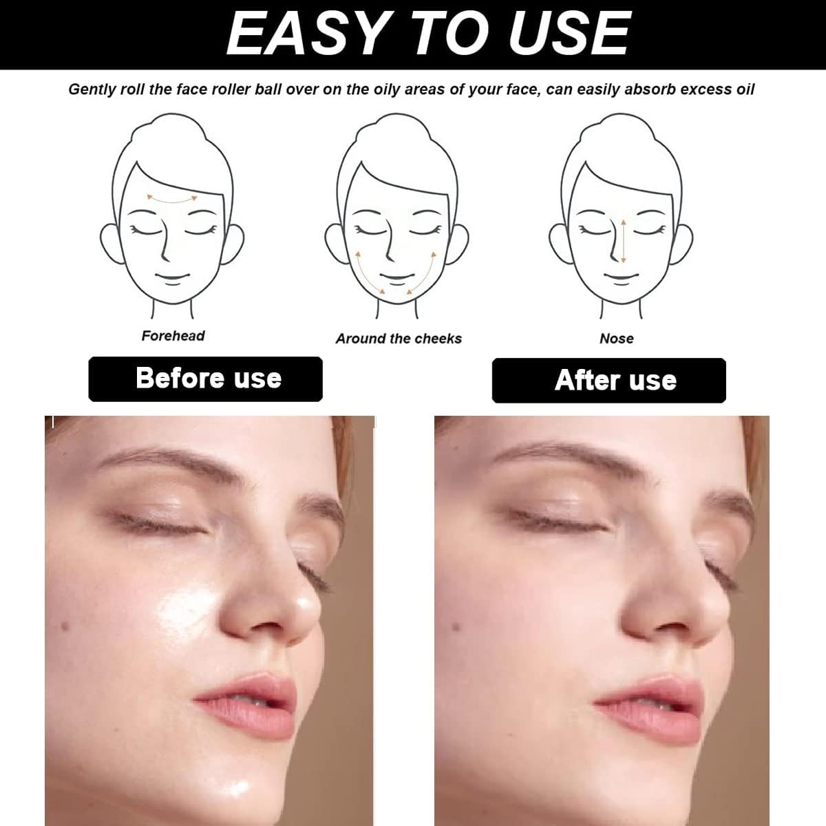 2Pcs Volcanic Face Roller Oil Control On The Go Oil-Absorbing Blotting Tool Natural Volcanic Roller Stone Ball (Black and White)