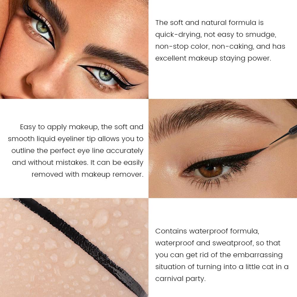 evpct 2Pcs Black Brown Liquid Eyeliner Colorful Set Waterproof Colored Color Eye Liners for Women Stamps Shapes for Eyes delineadores de colores para ojos delineador de ojos contra el agua 06&13