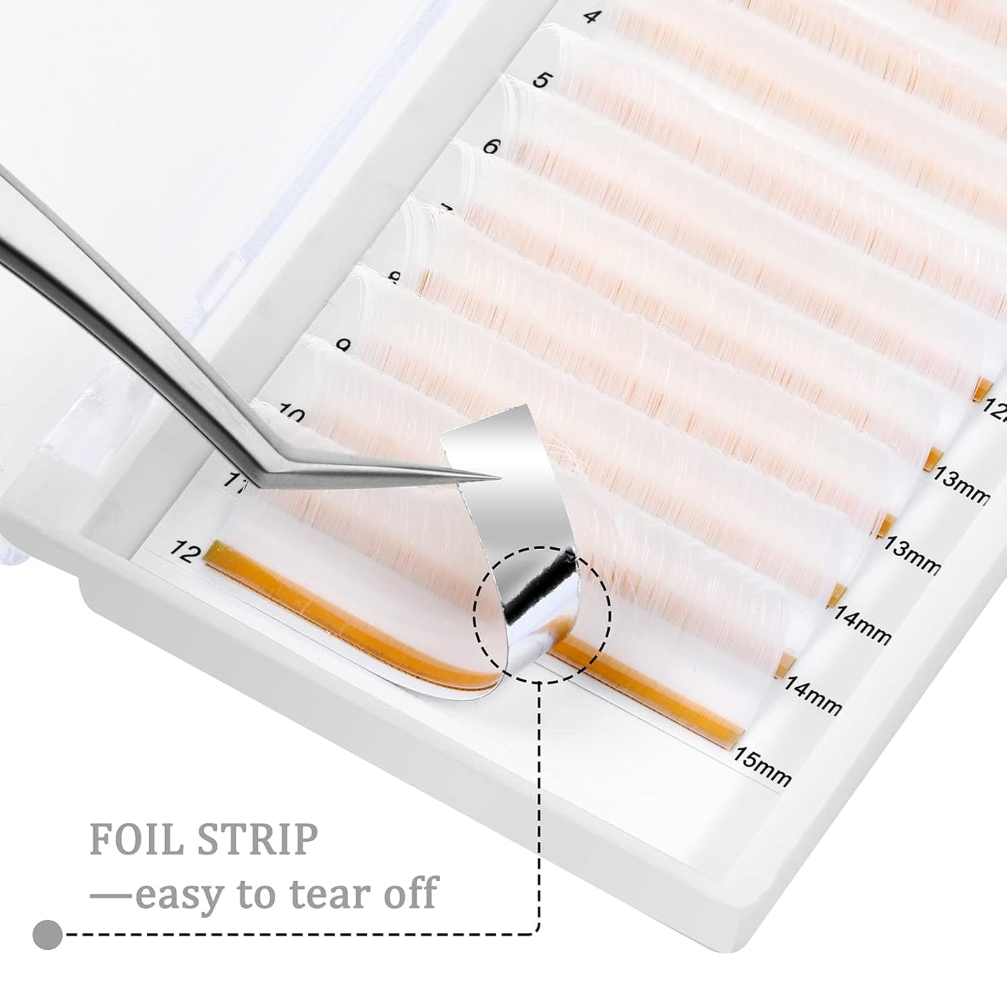 QUEWEL Easy Fan Volume Lashes .07 D Curl White Lash Extensions 9-16mm Mixed Tray Color Self Fanning 2D-10D Eyelash Extensions (White 0.07 D 9-16mm)