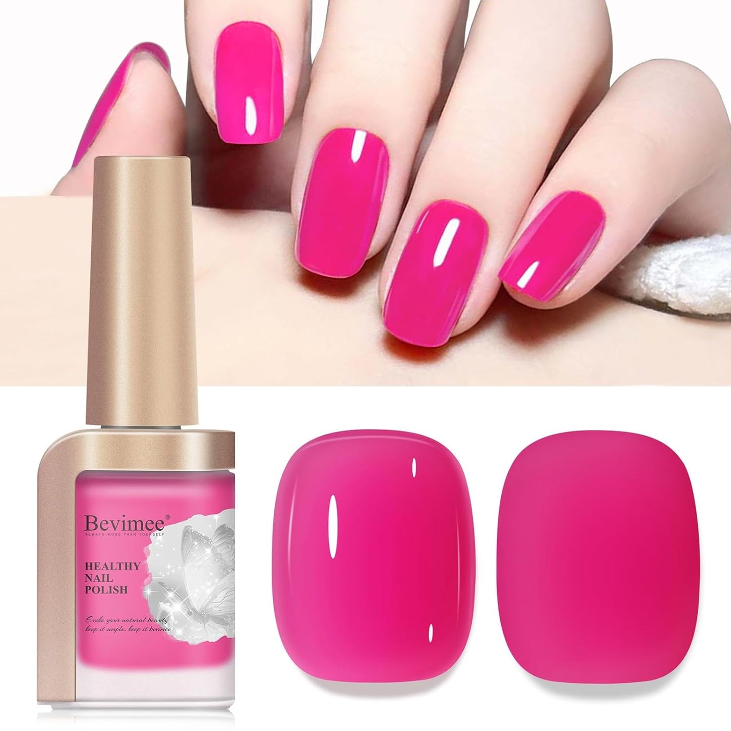 Nail Polish Hot Pink, Air Quick Dry, Nail Lacquer Fuschia Pink Long Lasting & Fast Drying, Color Nail Pigment Oil-based High Coverage for Nail Art Finger Nail Concealer Polish, 1PC 12ML