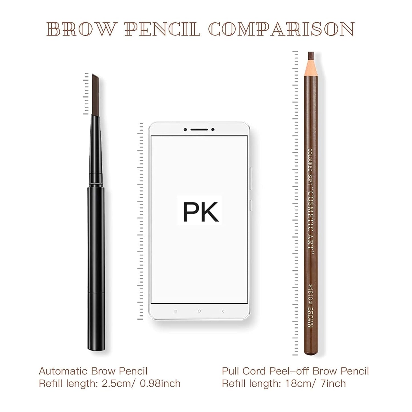 Waterproof Eye-Brow Pen-cil Set, Pull Cord Peel-off Eyebrow Pencil Microblading Pen Supplies Kit, White Eye-Liner Pencil and Eyebrows Tool Tattoo Makeup For Marking (5+1 Light Brown)