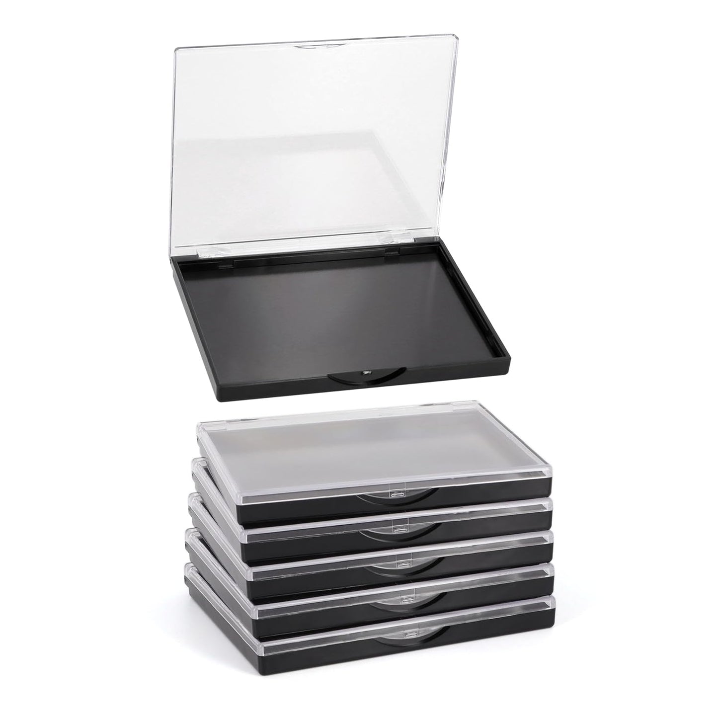 Magnetic Makeup Palette with Clear Top, 5 Pack Empty Eyeshadow Palettes depots Travel Storage Box for DIY Cosmetics Bronzer Highlights Powder (Small Palette - 4.8" x 4")