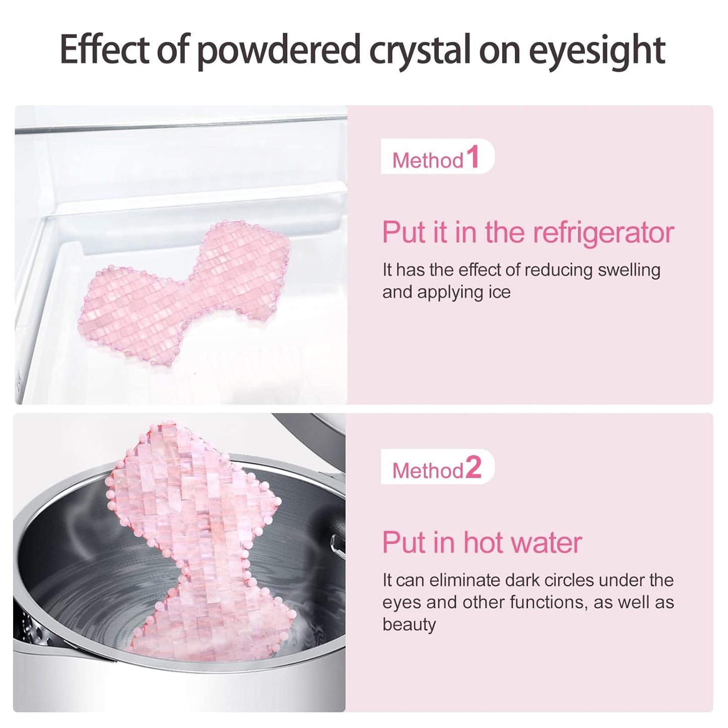 Quartz Eye Mask, Rose Jade Eye Mask Natural Crystal Sleep Mask, Eliminate Wrinkles Puffiness Headache and Migraine Relief Mask (#1-rose quartz)