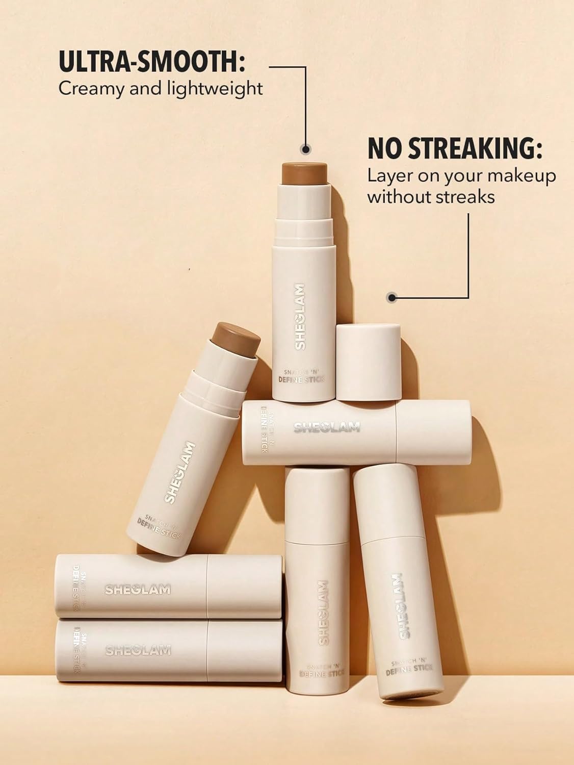 SHEGLAM Snatch 'n' Define Cream Contour Stick Long Lasting Highly Pigmented Sweat Proof Face Bronzer Makeup - Camel Suede