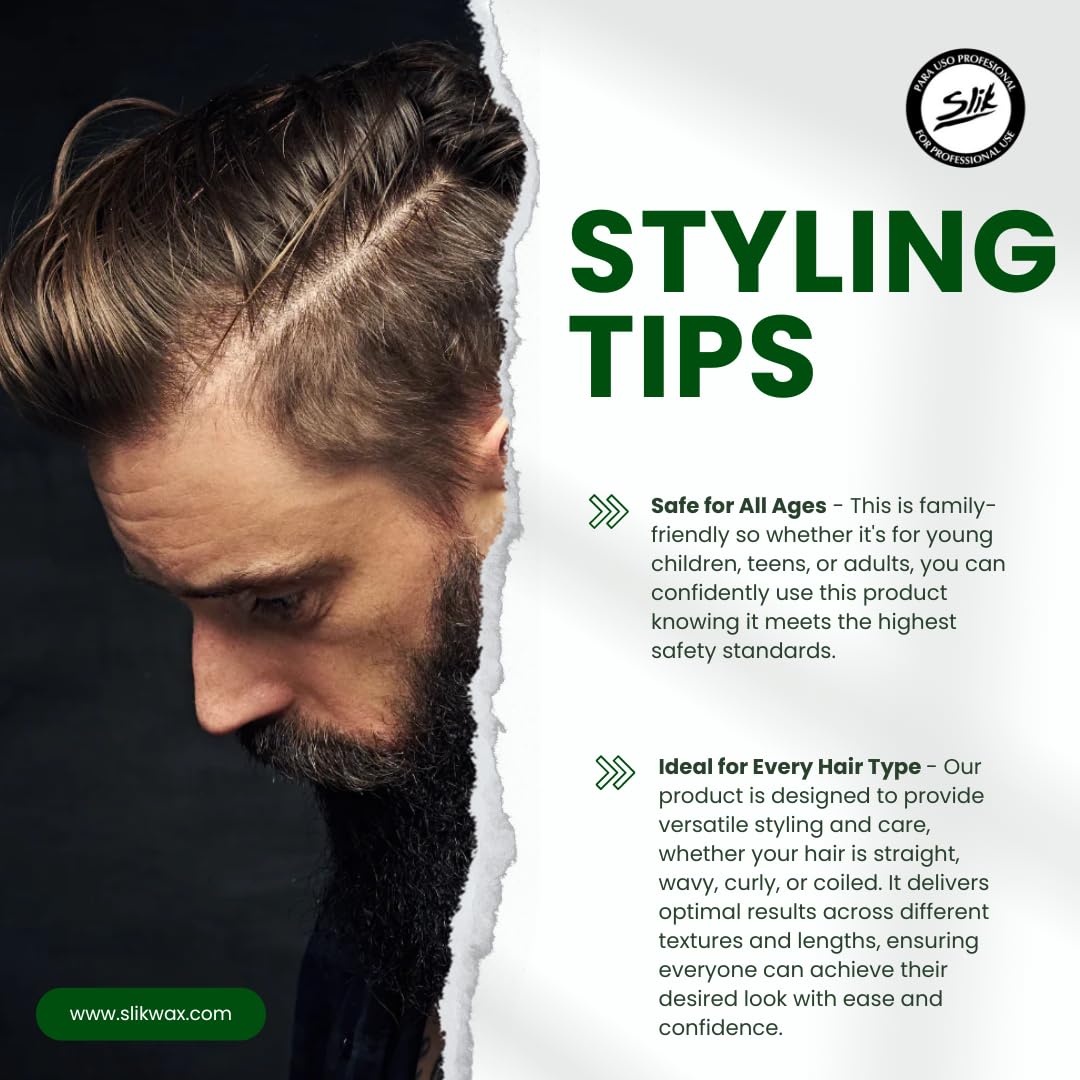 SLIK Cream Wax Strong Hold Hair Styling Wax 140g / 5oz - Flexible, Smooth Finish, Easy Wash Out - Perfect for Men, Women, Teens, and Kids