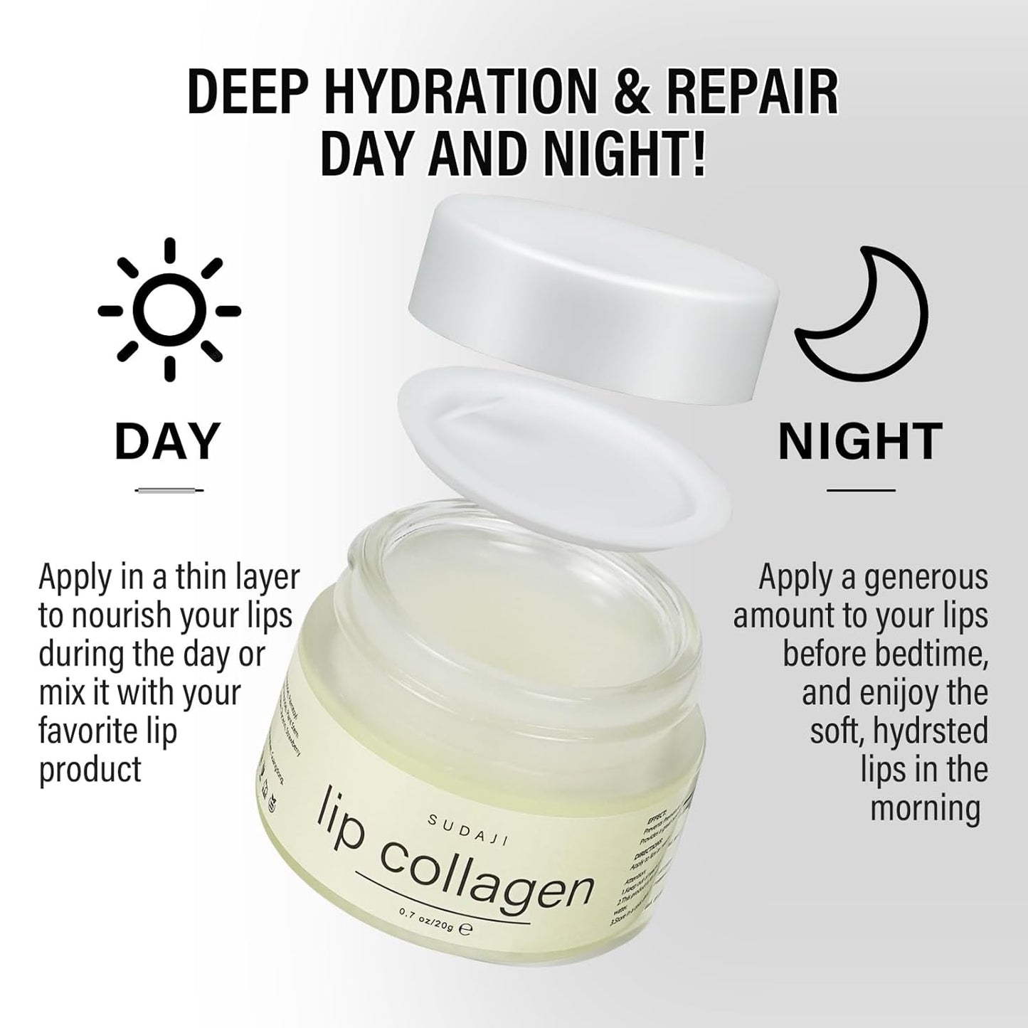 Lip Collagen + Peptide 0.7oz, Collagen Lip Mask with Vitamins E, A -Lip balm to Nourish & Hydrate Lips, Lip Moisturizer for Gentle exfoliating