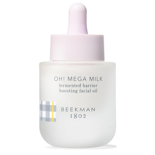 Beekman 1802 Oh Mega Milk Facial Oil - Hydrating Vitamin C & Niacinamide Serum - Repairs Skin Barrier & Reduces Dark Spots From Aging - Fragrance Free, Sensitive Skin Safe