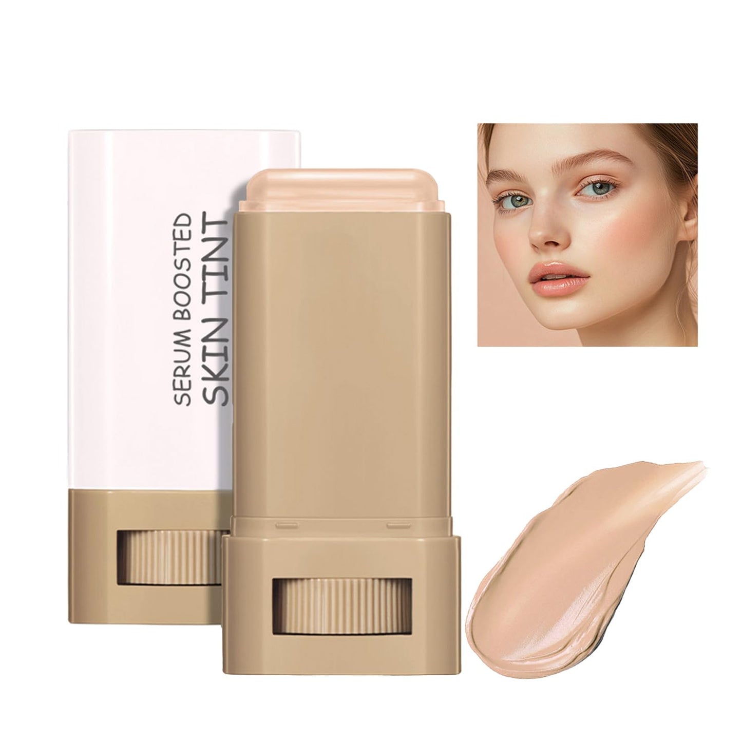 Foundation Stick - Skin Tint & Contour Stick, Serum-Boosted Beauty Balm, Buildable Coverage, Natural Finish, Long-Lasting Wear, For Many Skin Tones (04#)