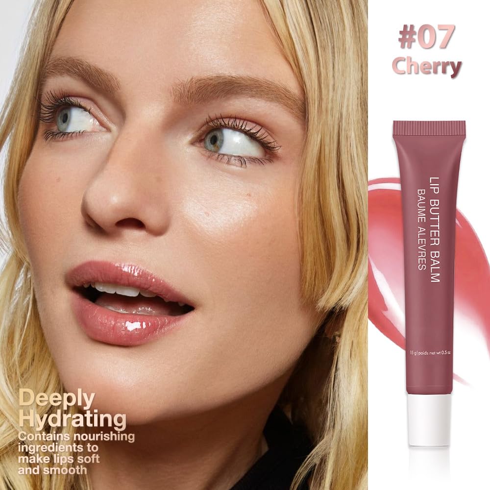 1Pcs Tinted Lip Balm Serum Makeup, Squeeze Hydrating Tint Lips Balms Serum Cosmetic, Women Care Glossy Nourishing Plumping Lip Stain Gloss Lipstick, Suitable for dry lips, Long-Lasting Color 07