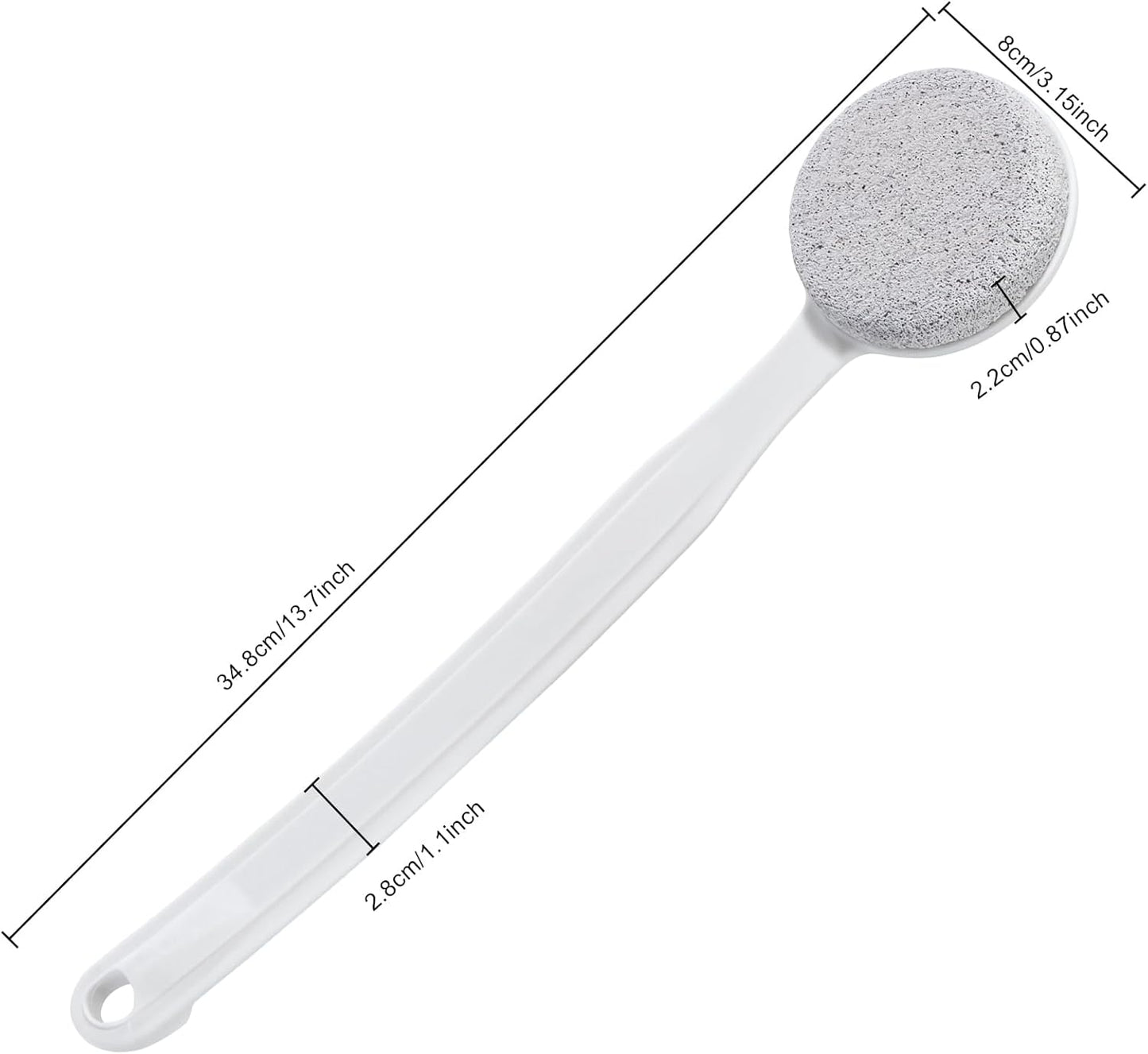 Pumice Stone for Feet with Long Handle (Curved Handle,White, Count, 2.0)