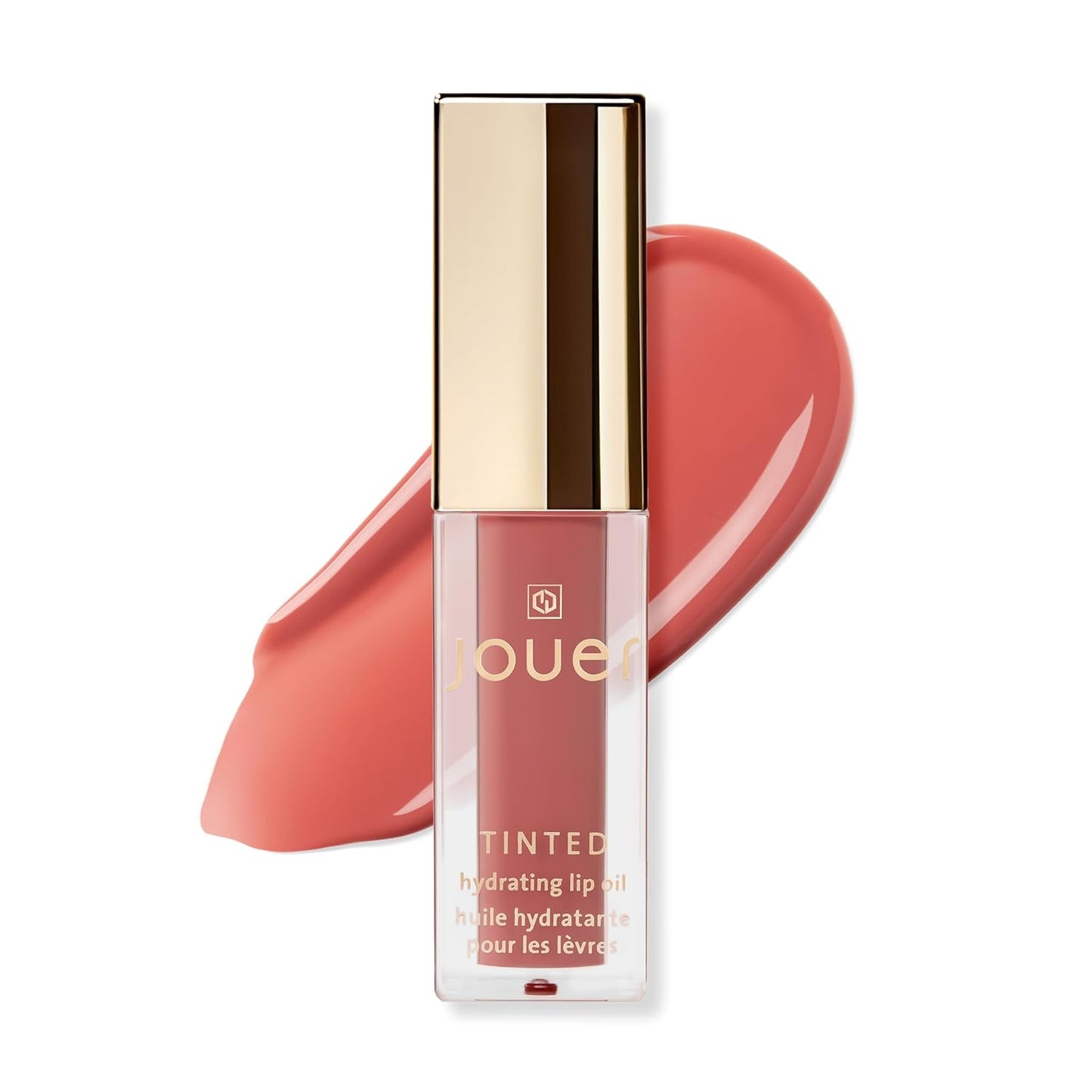 Jouer Essential Tinted Hydrating Lip Oil Gloss – Moisturizing Dry Lip Treatment Serum - Fragrance Free Tinted Lip Oil - Jojoba Seed Oil and Apricot Oil Formula