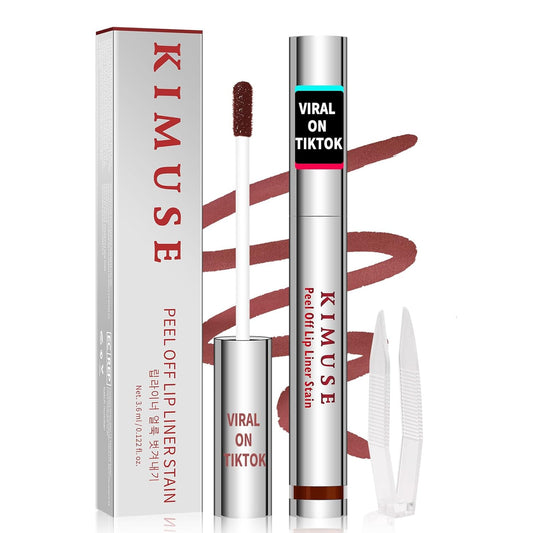 KIMUSE Peel Off Lip Stain, Long Lasting Lip Stain Peel Off with Tweezer, Waterproof Lip Liner Stain, Transfer-Proof, Highly Pigmented Color, Matte Finish